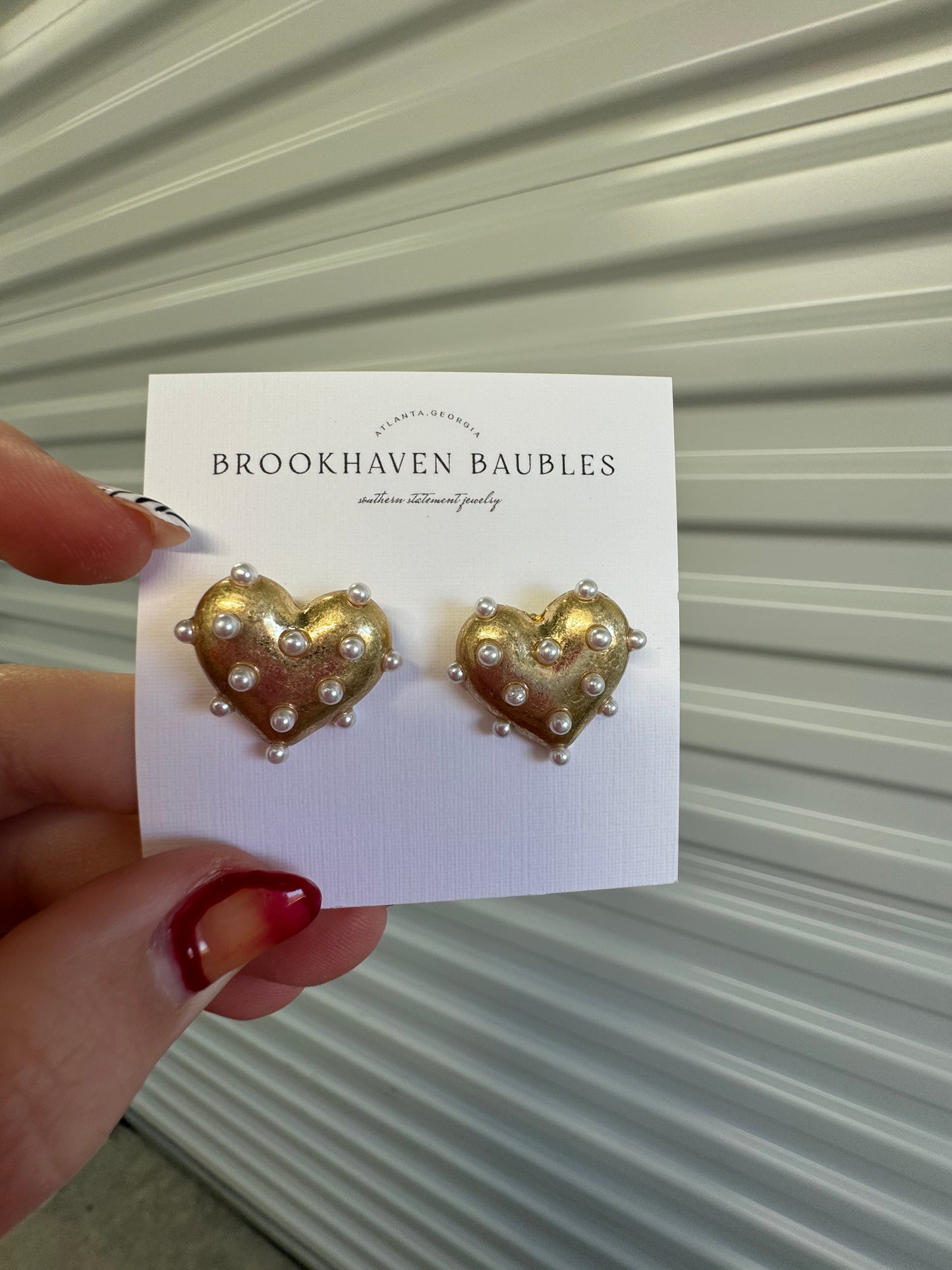 Pearled Heart Earrings