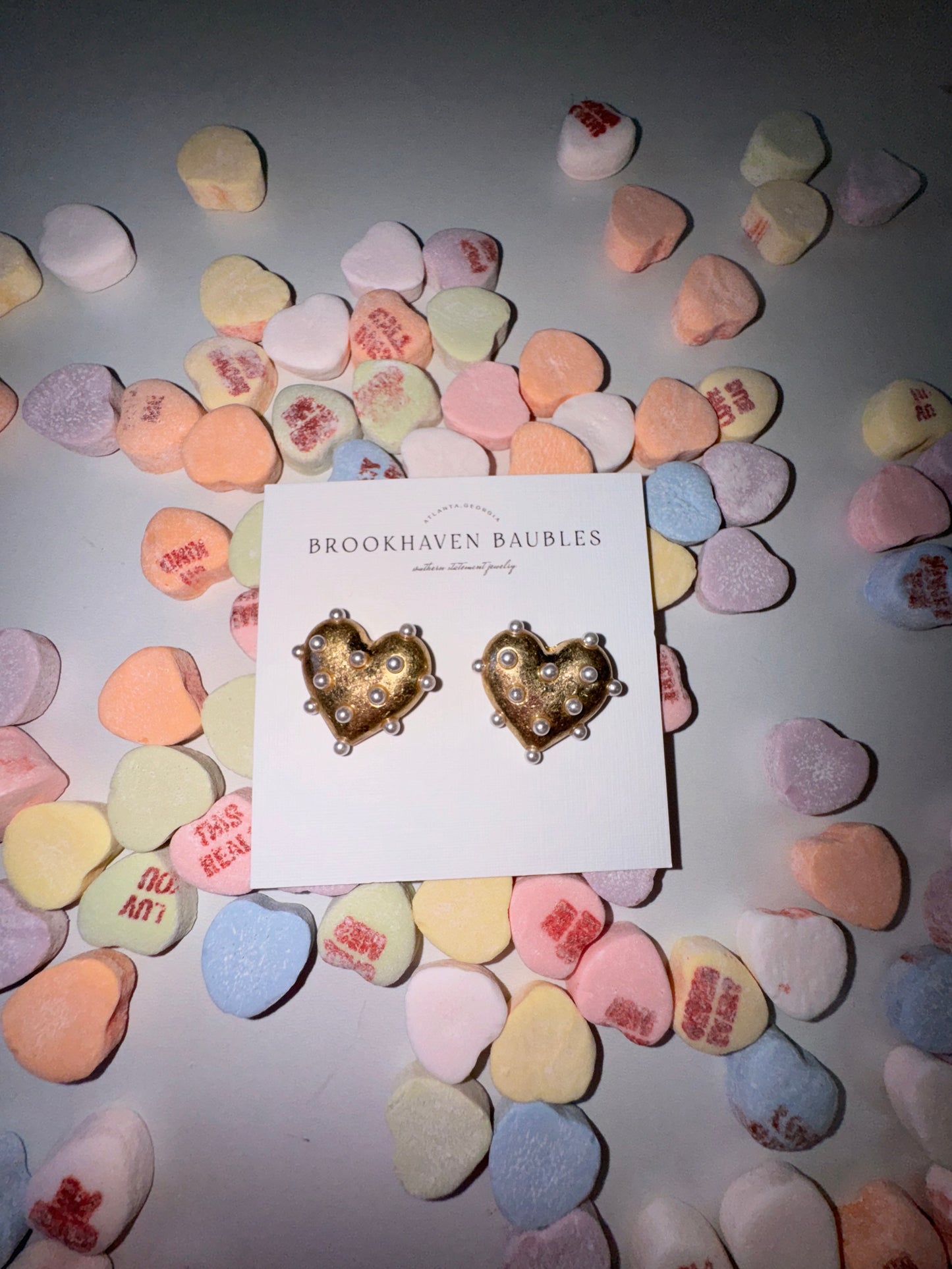 Pearled Heart Earrings