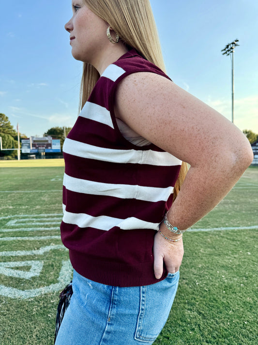 “MAROON & WHITE” Top