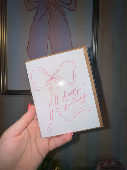 Pink Bow Bday Card