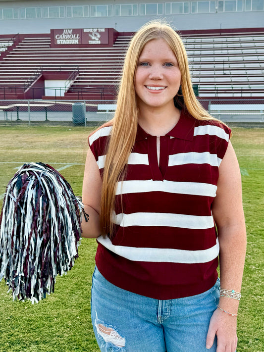 “MAROON & WHITE” Top